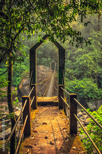 Amazing suspension bridge near Nongriat village, cherrapunji, Meghalaya, India.