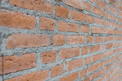 Old red brick and cement wall texture background