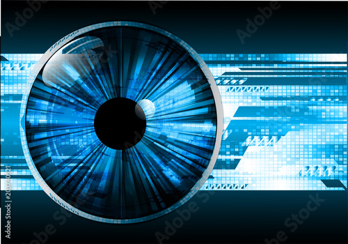 binary circuit board future technology, blue eye cyber security concept background, abstract hi speed digital internet.motion move blur. pixel vector