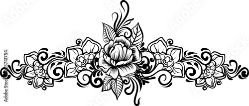 Ethnic indian line art border