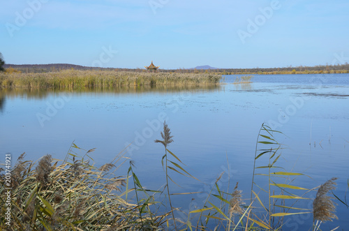 Lake Yaoquan in Global Geopark in Wudalianchi in Northern China in autumn photo