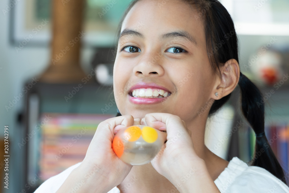 Girl Playing Toy Called Water Squishy Girl Playing Toy Called Water Squishy