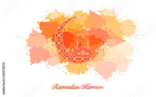 Ramadan Kareem  colorful ink style. Islamic background. Ramadan Kareem or Eid Mubarak greeting card, advertising or other your content.