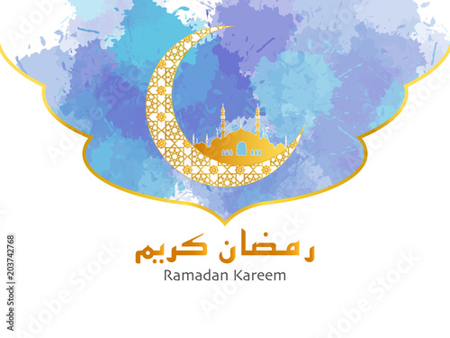 Ramadan wishing vector banner. Islamic background. Ramadan Kareem or Eid Mubarak greeting card, advertising or other your content.
