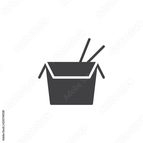 Asian food box vector icon. filled flat sign for mobile concept and web design. Take away fast food simple solid icon. Symbol, logo illustration. Pixel perfect vector graphics