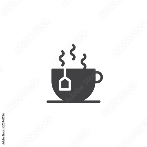 Hot tea cup vector icon. filled flat sign for mobile concept and web design. Green tea bag simple solid icon. Symbol  logo illustration. Pixel perfect vector graphics