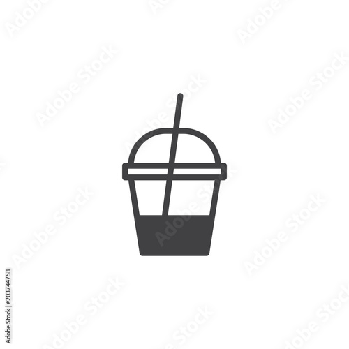 Milk shake container vector icon. filled flat sign for mobile concept and web design. Plastic cup drink with straw simple solid icon. Symbol, logo illustration. Pixel perfect vector graphics