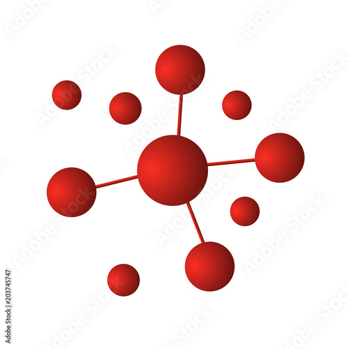 Abstract molecule isolated on white background. Vector illustration of red molecules.