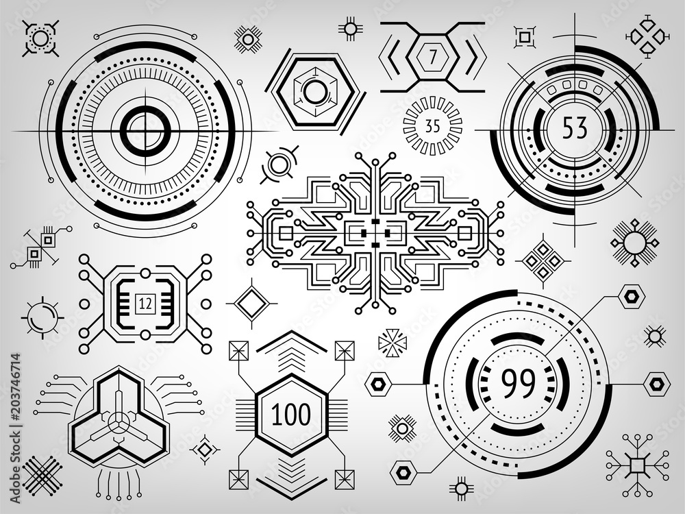 Obraz premium HUD infographic elements. Head-up display elements for the web and app. Futuristic user interface.