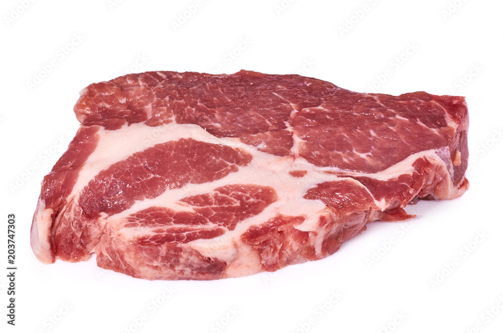 fresh raw beef steak isolated on white background, organic farm