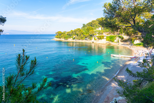 view on Paloma Beach near Villefranche-sur-Mer on french riviera, cote d'azur, France