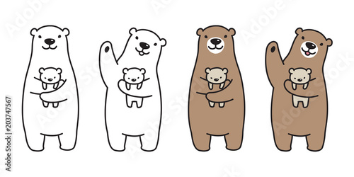 bear vector polar bear panda logo icon hug kid illustration character cartoon doodle