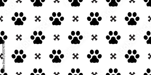Dog Seamless pattern vector Bone dog paw doodle isolated wallpaper background