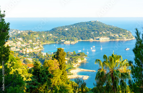 view on french riviera coast during sunset, cote d'azur, France