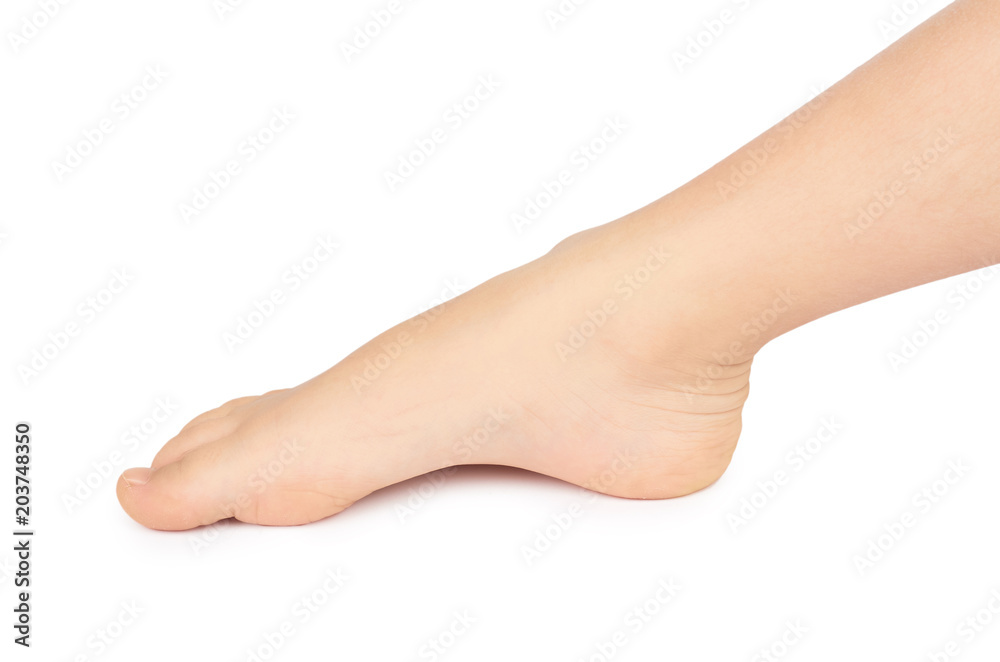 Cute kid leg, fast growing foot, isolated on white background Cute kid leg, fast growing foot, isolated on white background