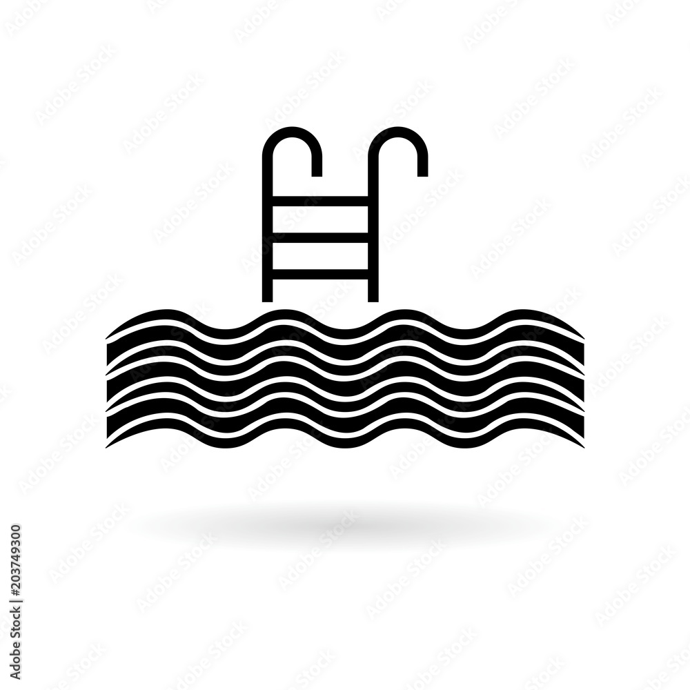 Pool vector icon, Swimming pool with ladder icon Pool vector icon, Swimming pool with ladder icon