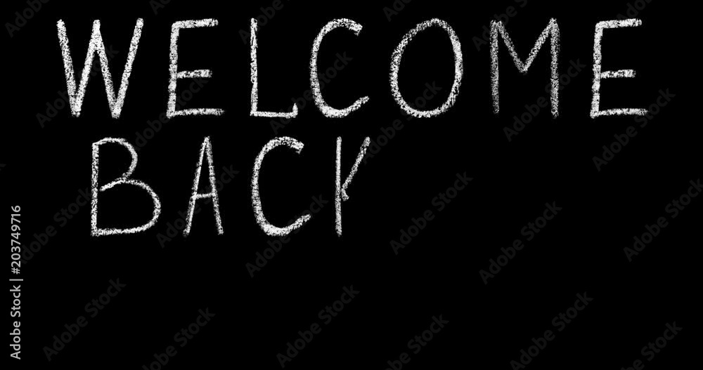 welcome back to school handwritten white chalk letters isolated on black background animation, hand-drawn chalk lettering, stock video in 4k resolution welcome back to school handwritten white chalk letters isolated on black background animation, hand-drawn chalk lettering, stock video in 4k resolution