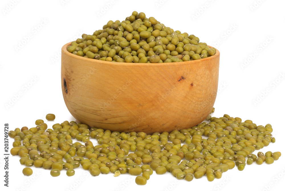 grain of mung bean in cup isolated on white background grain of mung bean in cup isolated on white background