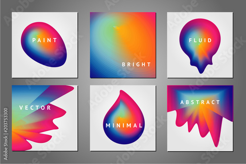 Abstract covers set with color fluid shapes. Modern backgrounds. Watercolor raindow drops.