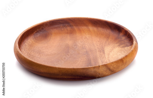 Wooden bowl isolated on white