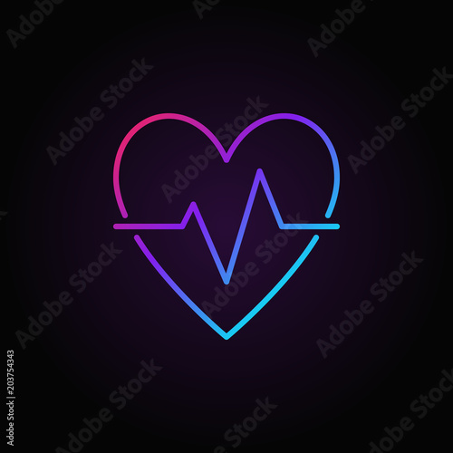 Heart beat colored icon - vector heartbeat pulse line sign