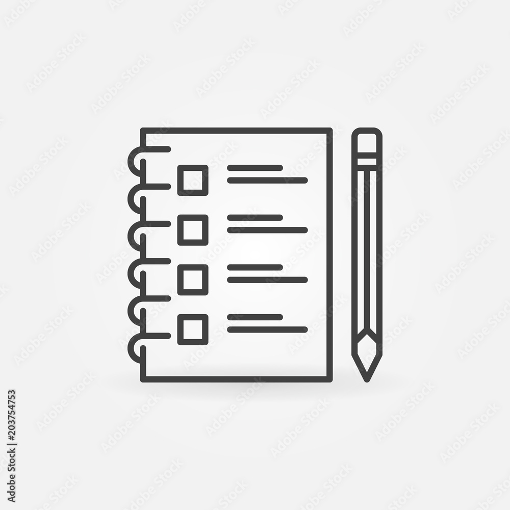 Checklist with pencil outline vector concept icon Checklist with pencil outline vector concept icon