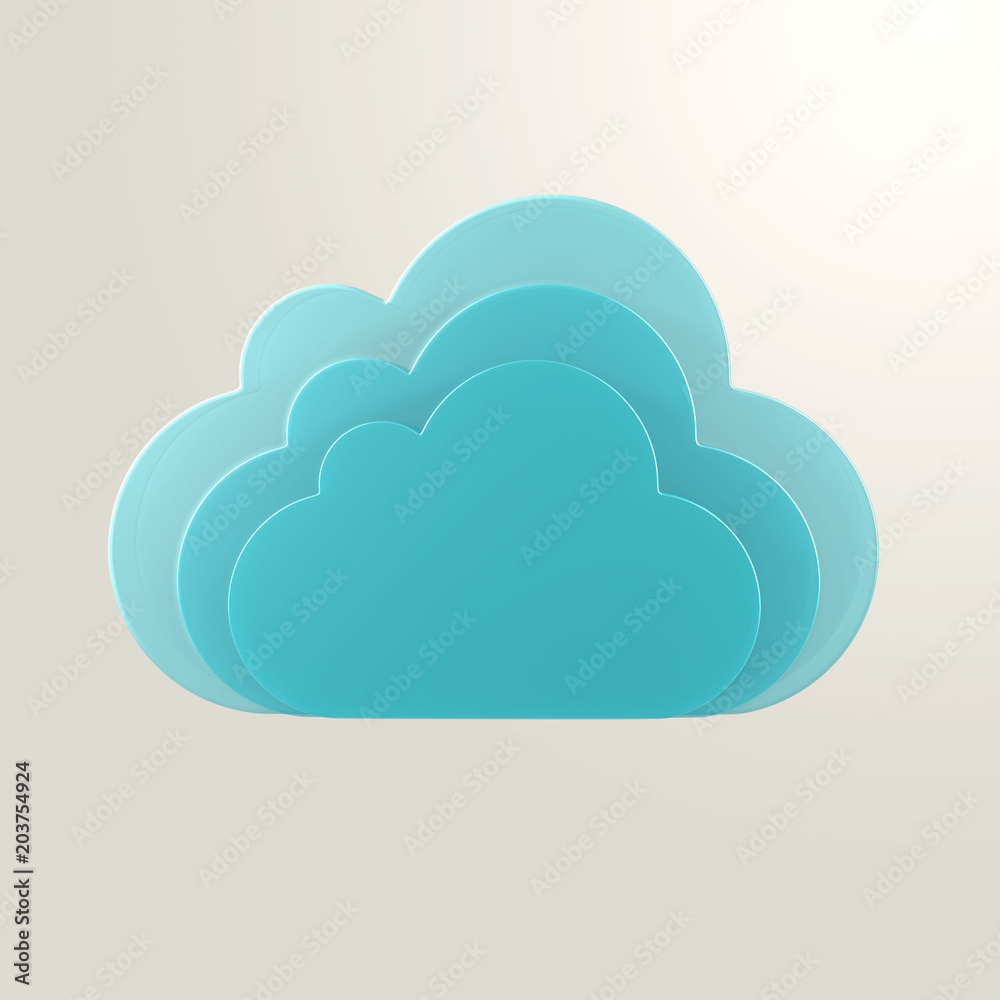 Cloud computing, data communication, 3d icon objects Cloud computing, data communication, 3d icon objects