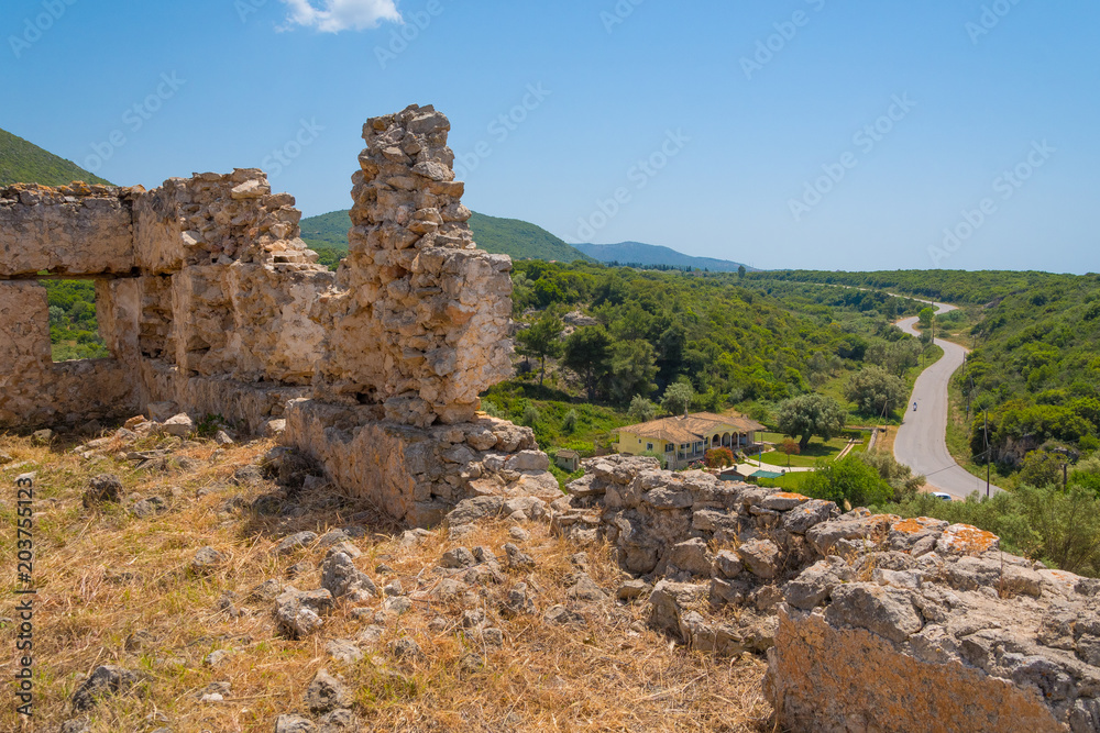 Castle of Grivas in Lefkada ionian island in Greece. It was built in 1807 by Ali Pasha of Ioannina