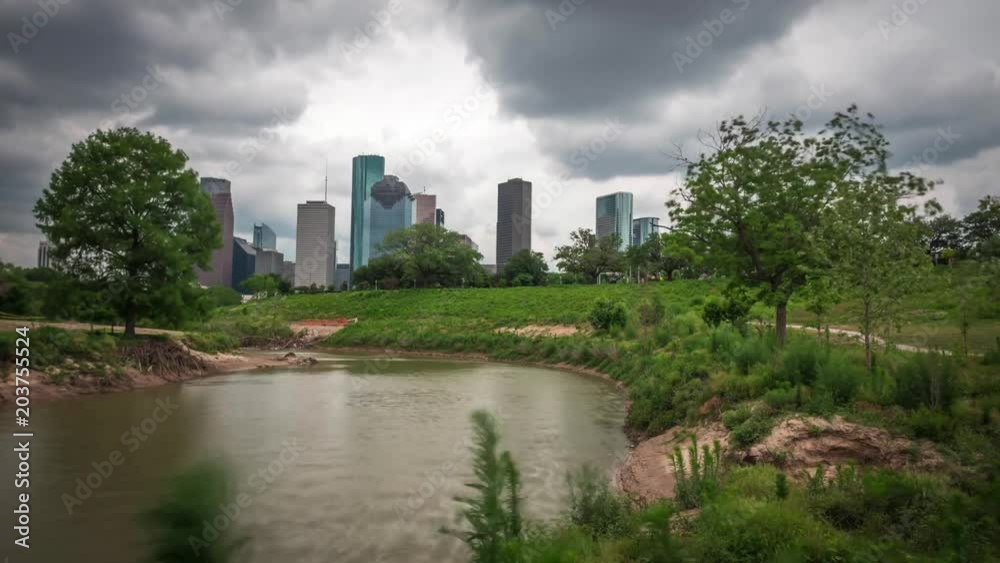 Timelapse of downtown Houston skyline on a cloudy day Timelapse of downtown Houston skyline on a cloudy day