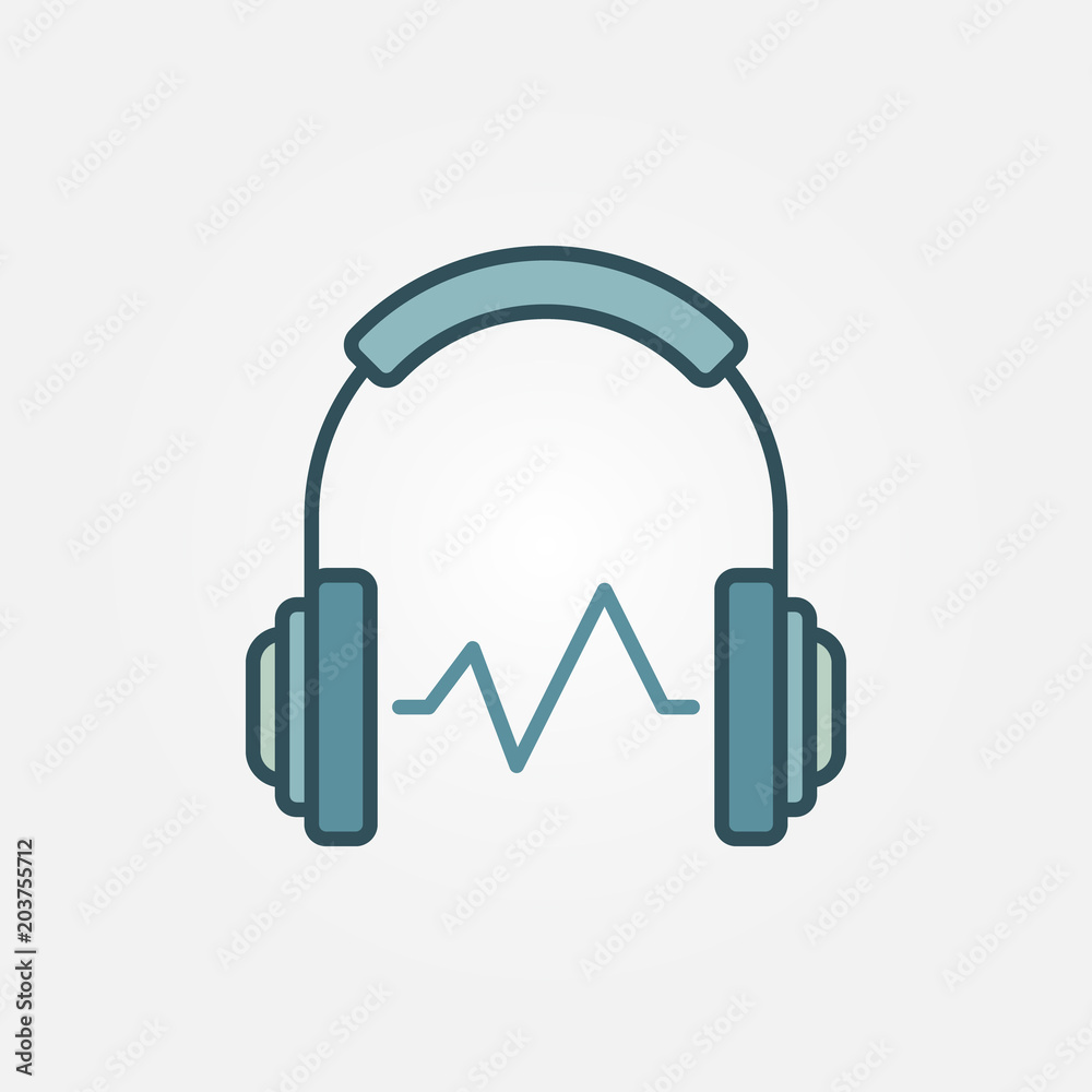 Headphone with sound wave vector symbol or icon Headphone with sound wave vector symbol or icon