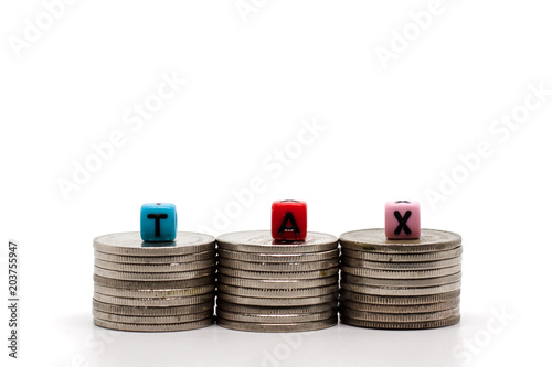 TAX word on the stack of co...