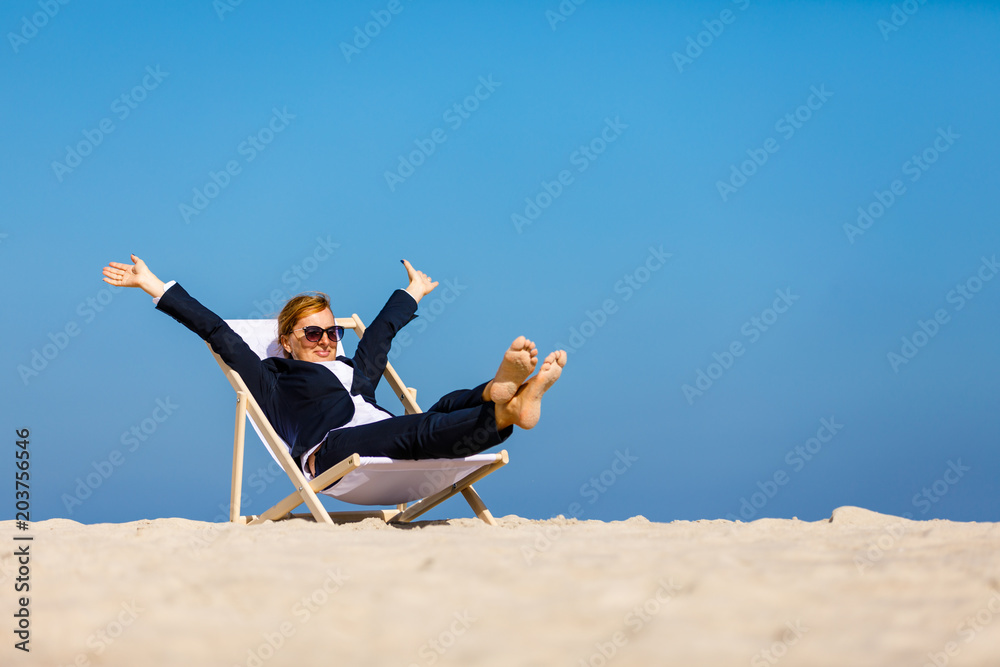 Woman relaxing on beach