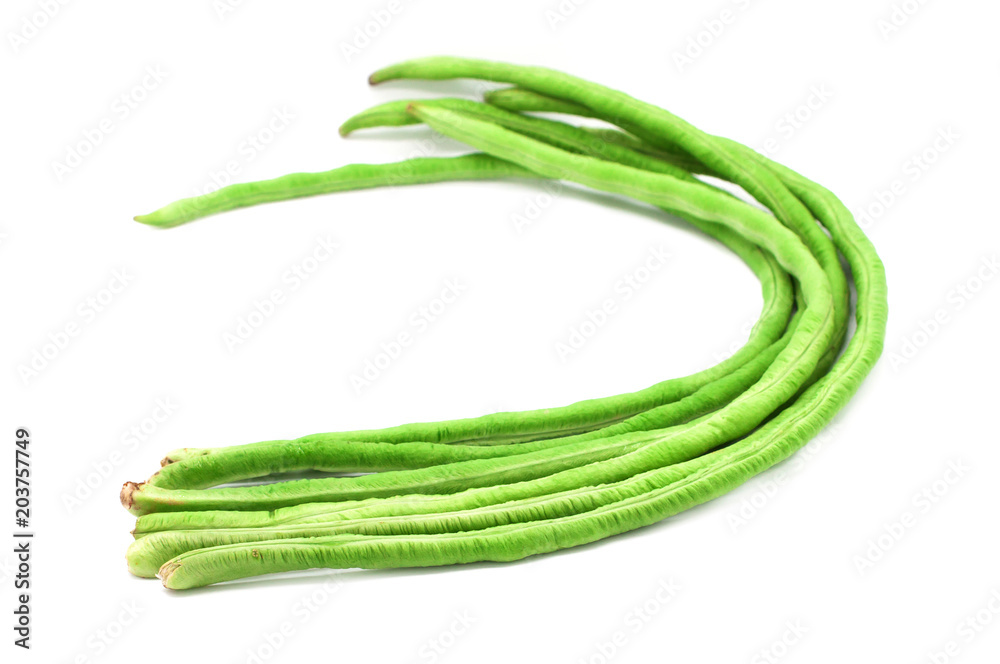 Long bean green fresh isolated on white background. Long bean green fresh isolated on white background.