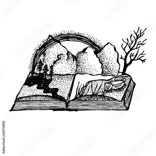 Tattoo, vector illustration of dot work is the book of life
