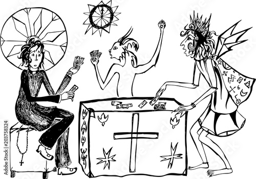 Mythical creatures play cards