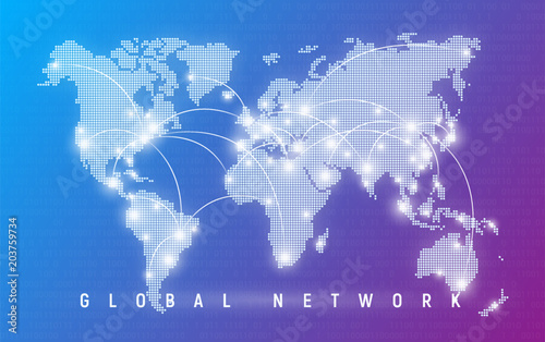 Fototapeta Naklejka Na Ścianę i Meble -  Global network, worldwide communication and connections, interna