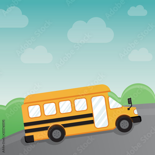 Back to school with bus vector illustration