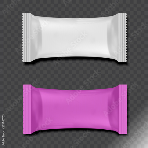 Vector realistic 3d sweets. Mock-up for product package branding.