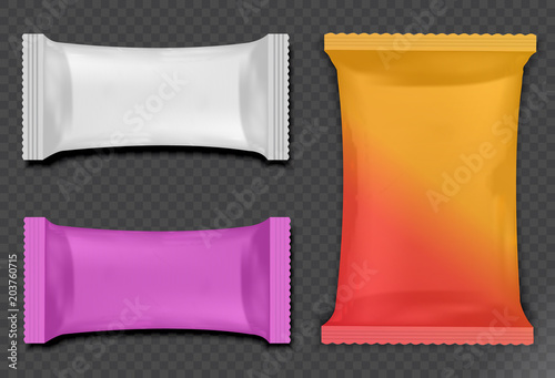 Vector realistic 3d sweets. Mock-up for product package branding.