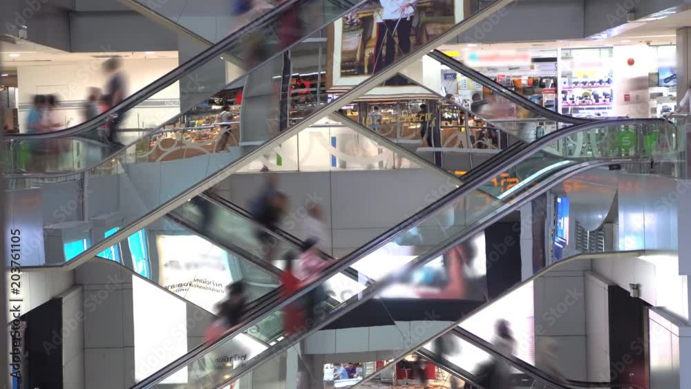 Escalator in building, Time-Lapse