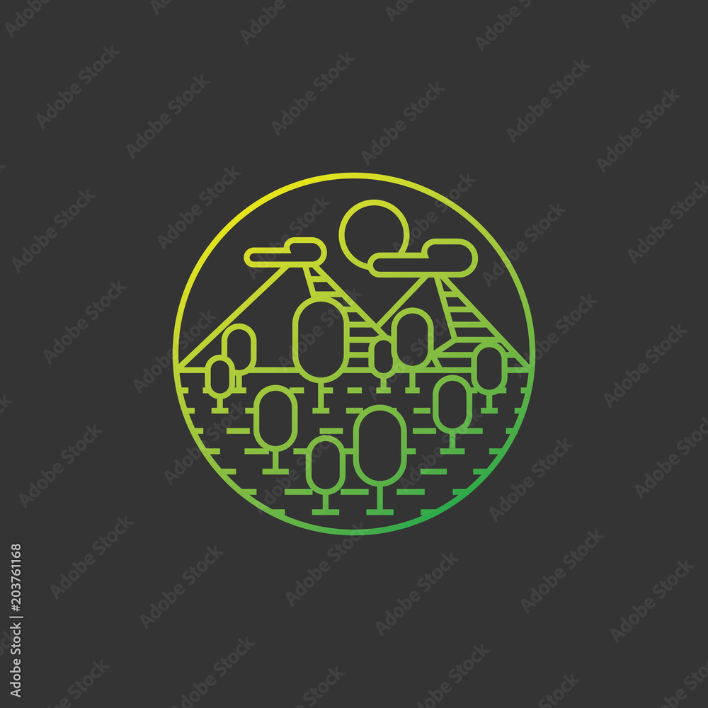 Fototapeta premium Mountain and national park simple minimalist monoline lineart logo design