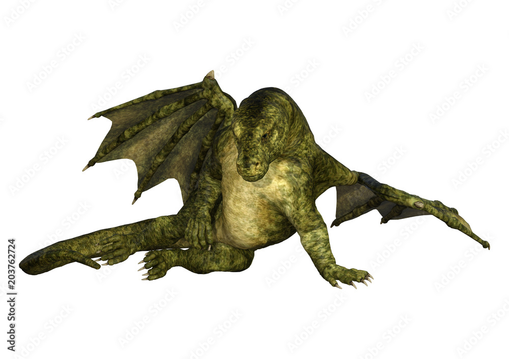 3D Rendering Fantasy Dragon on White 3D Rendering Fantasy Dragon on White