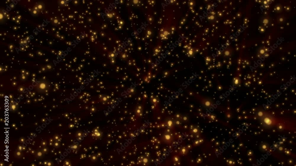 chaotically moving orange particles on a black background. computer graphics chaotically moving orange particles on a black background. computer graphics