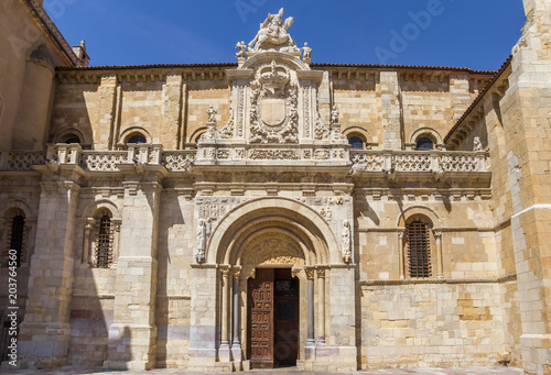 Frontal view of the Basilica de San Isidoro of Leon, Spain