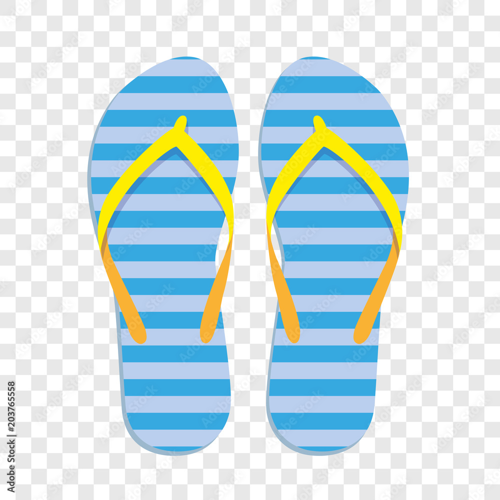 ein paar freigestellte blaue gestreifte flipflops