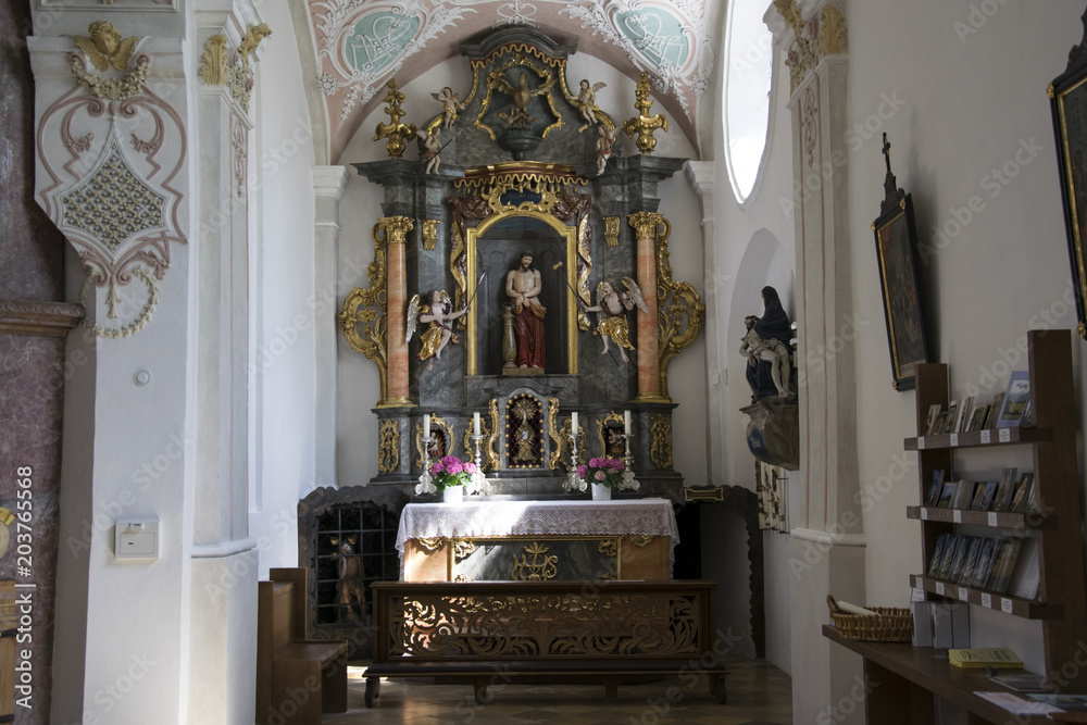 Detail shot of an old Catholic church near Bad Aibling in Bavaria