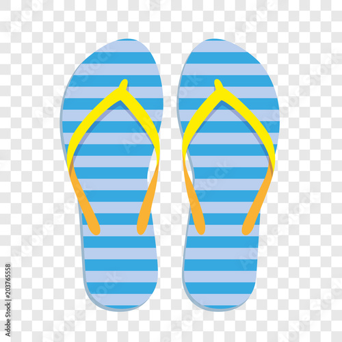 ein paar freigestellte blaue gestreifte flipflops