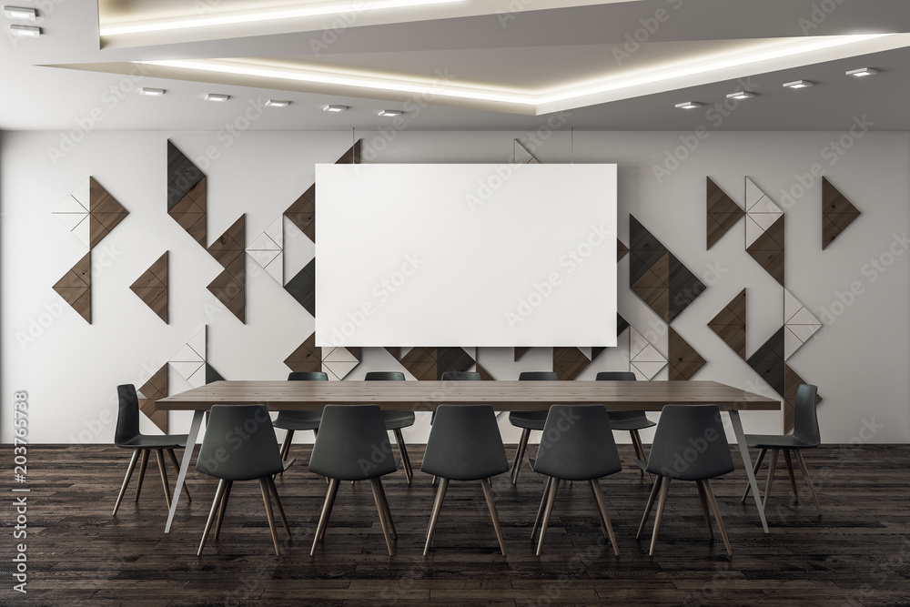 Modern meeting room with banner Modern meeting room with banner