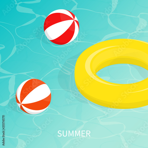 hello summer isometric pool float Beach ball vector