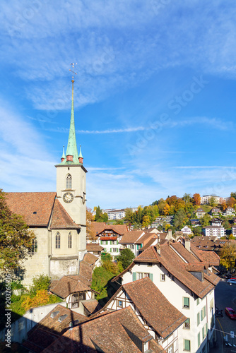 Bridge over Aare and Nydegg Church , Bern, Switzerland photo